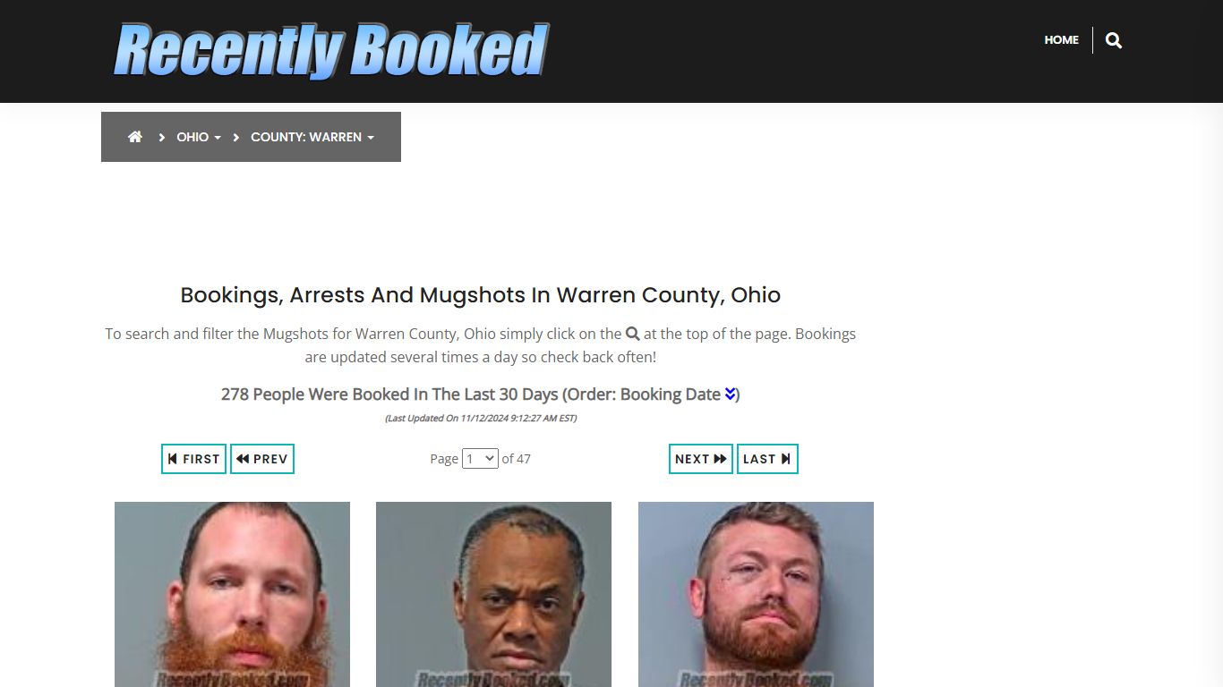 Bookings, Arrests and Mugshots in Warren County, Ohio - Recently Booked